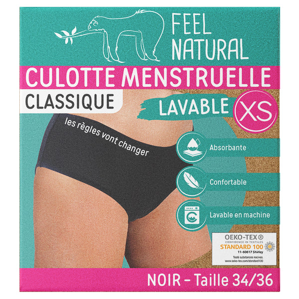 Cuecas Menstruais - Classic - Preto - Tamanho XS (34-36) Feel Natural