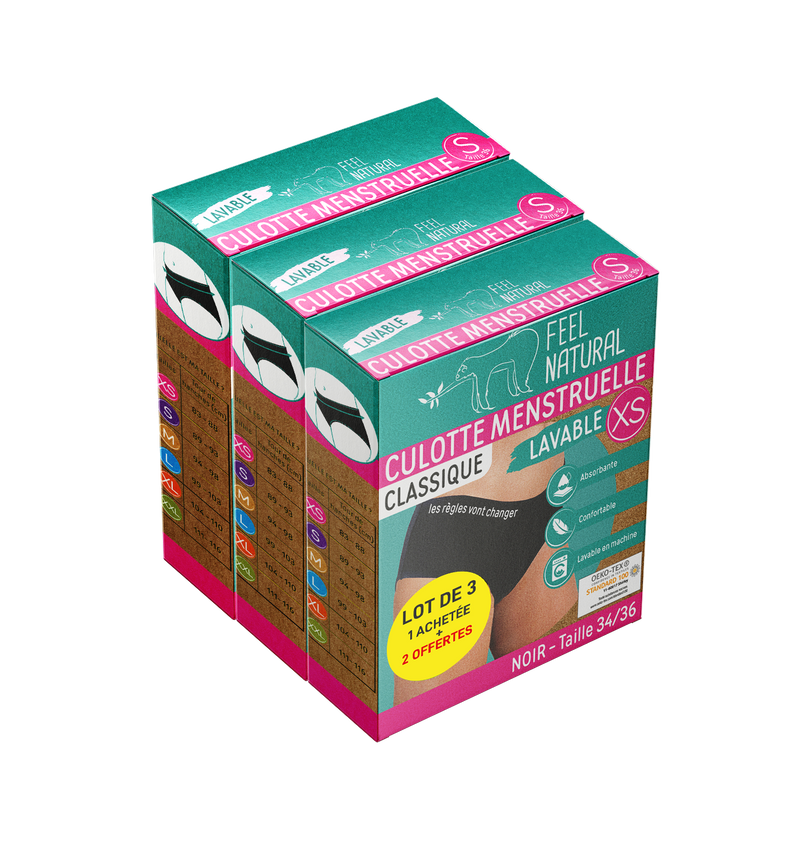 Cuecas Menstruais - Classic - Preto - Tamanho XS (34-36) Feel Natural