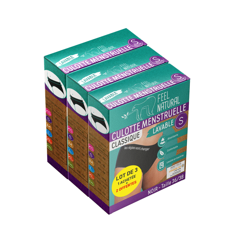 Cuecas Menstruais - Classic - Preto - Tamanho S (36-38) Feel Natural