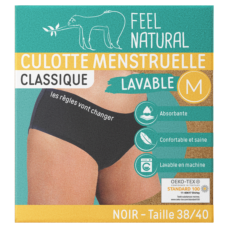 Cuecas Menstruais - Classic - Preto - Tamanho M (38-40) Feel Natural