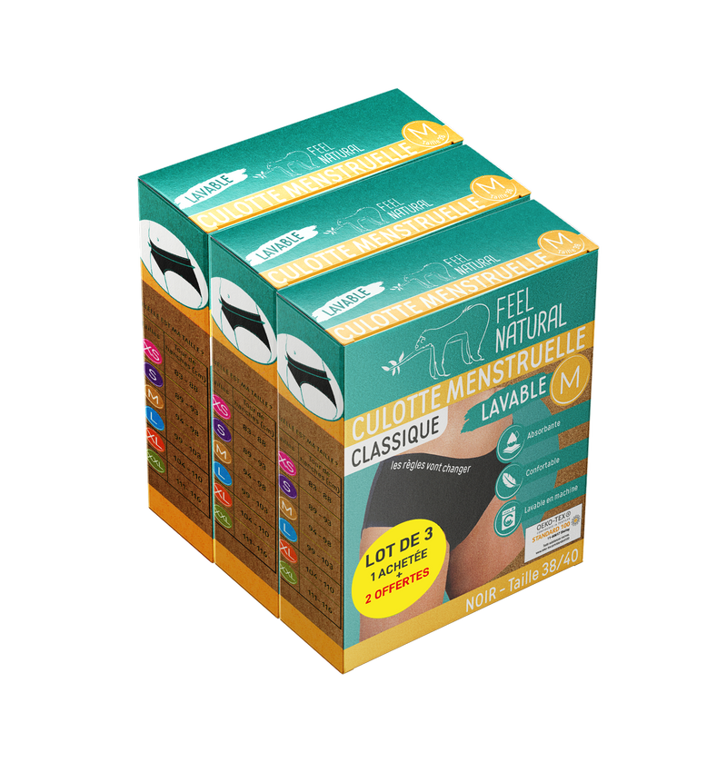 Cuecas Menstruais - Classic - Preto - Tamanho M (38-40) Feel Natural
