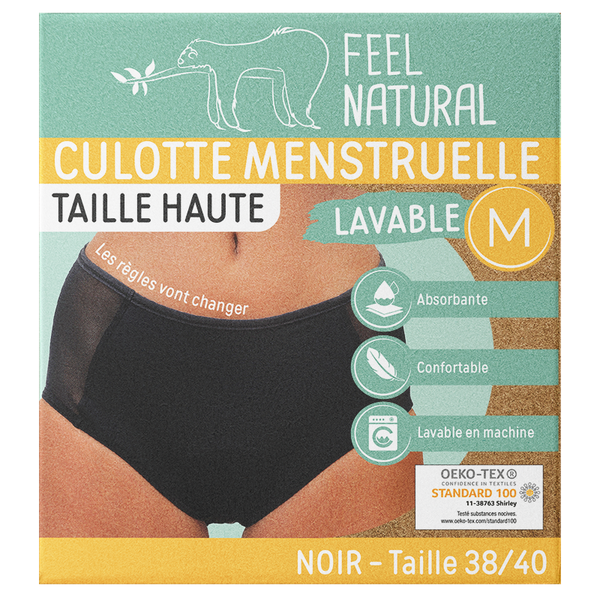 Cuecas Menstruais - Cintura Alta - Preto - Tamanho M (38-40) Feel Natural