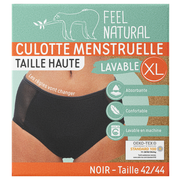 Cuecas Menstruais - Cintura Alta - Preto - Tamanho XL (42-44) Feel Natural
