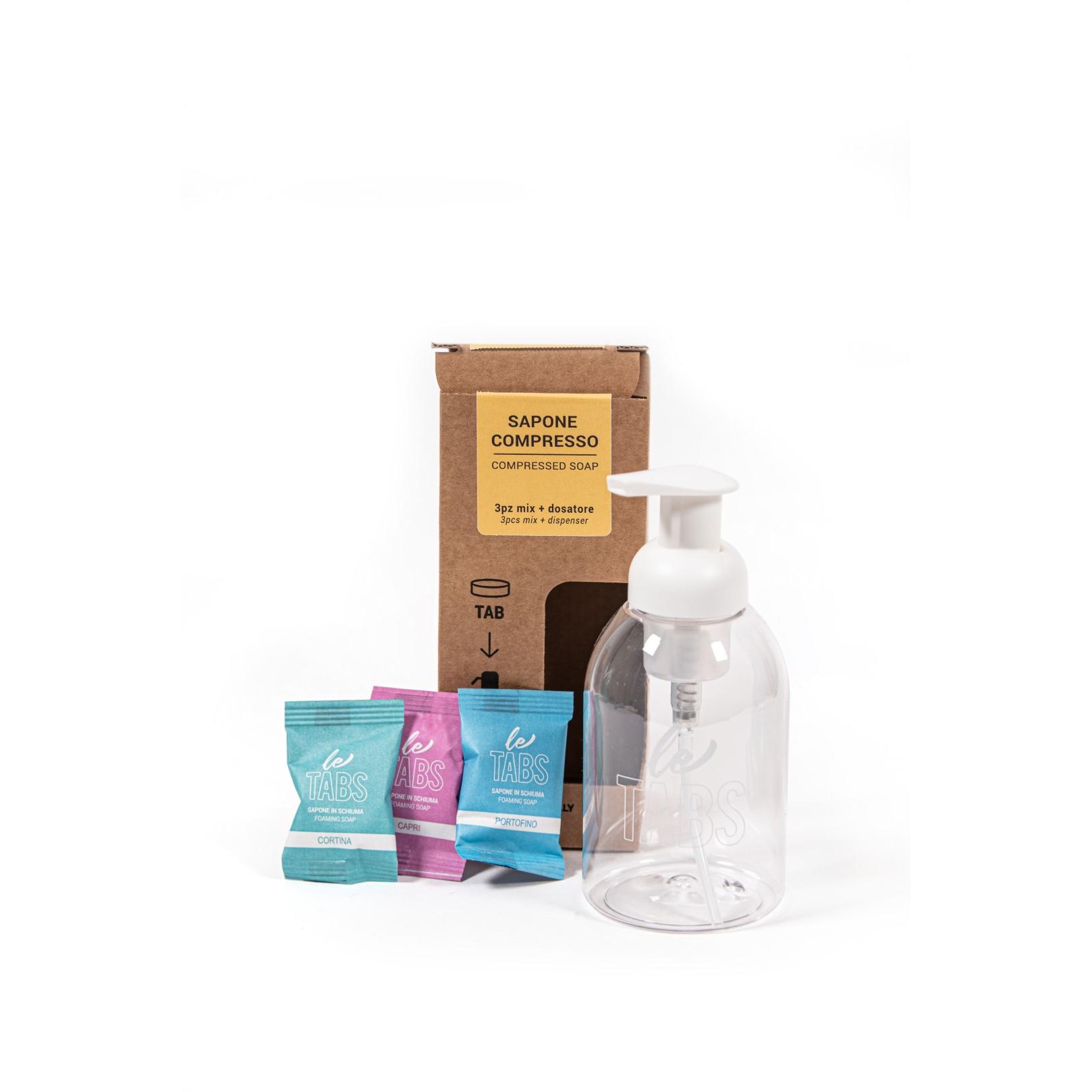 Kit Doseador Reutilizável + 3 Sabonetes em Pastilha (Fragâncias Mistas)