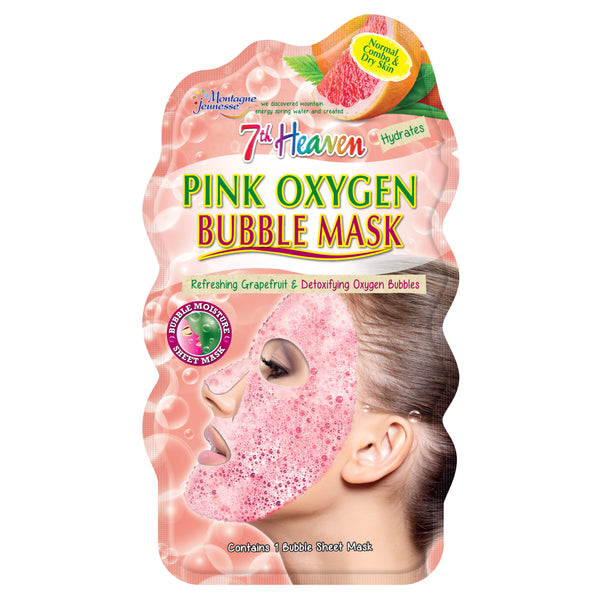 Máscara Facial Bolhas de Oxigénio Rosa 7th Heaven