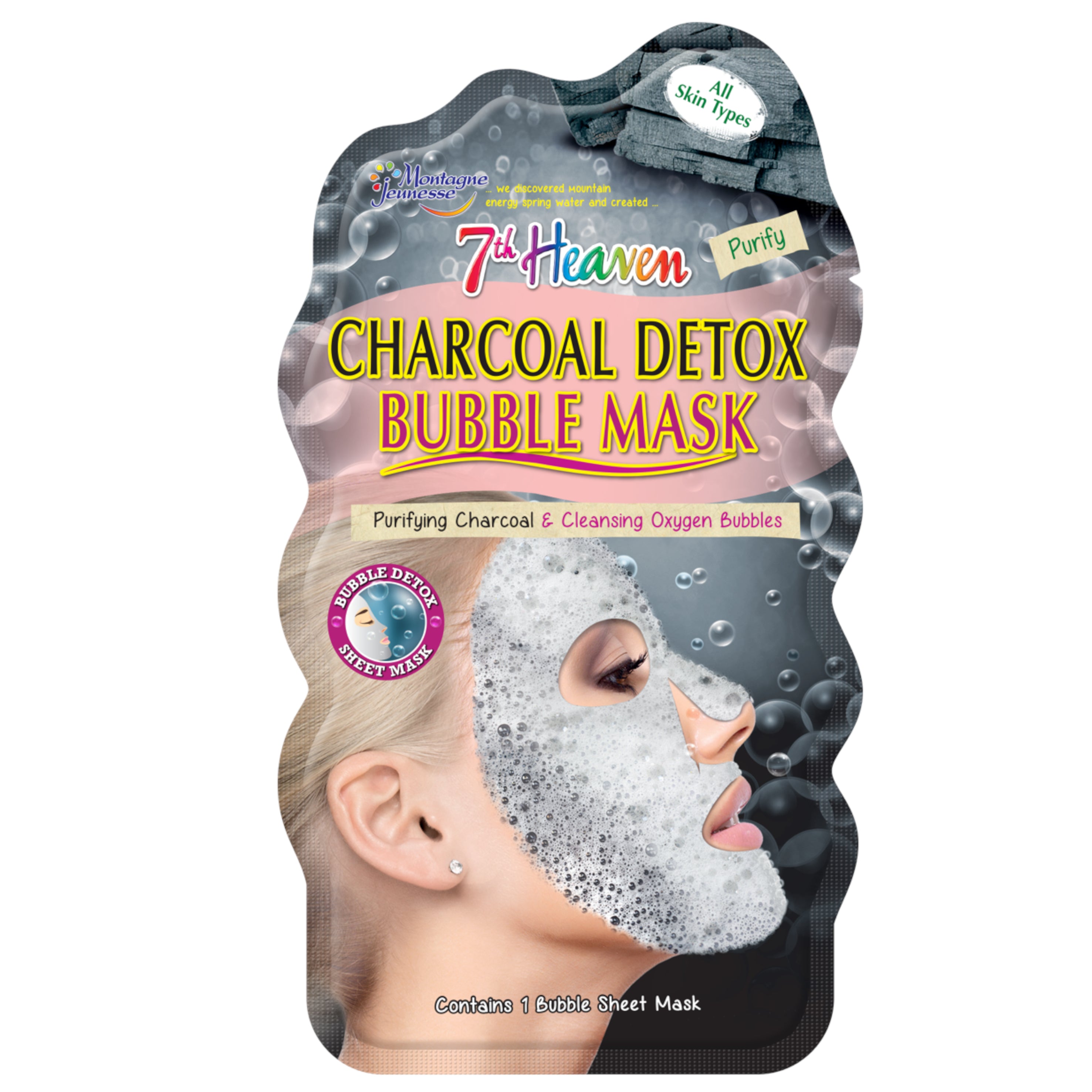 Máscara Facial de Bolhas Carvão Ativado 7th Heaven