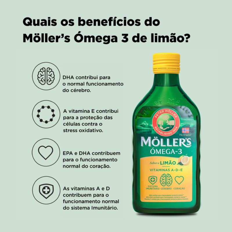 Suplemento Möller´s Alimentar Ómega-3 de Limão - 250ml