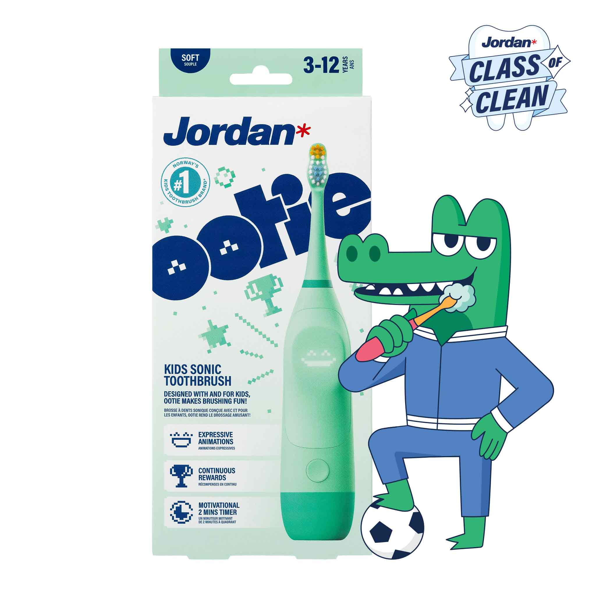 OOTIE Verde – Escova de Dentes Elétrica Infantil Jordan