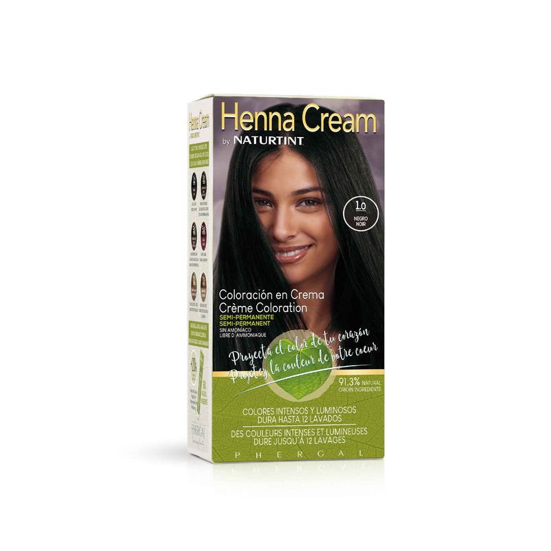 Coloração Semi Permanente Naturtint para Cabelo Creme de Henna 1.0 Preto