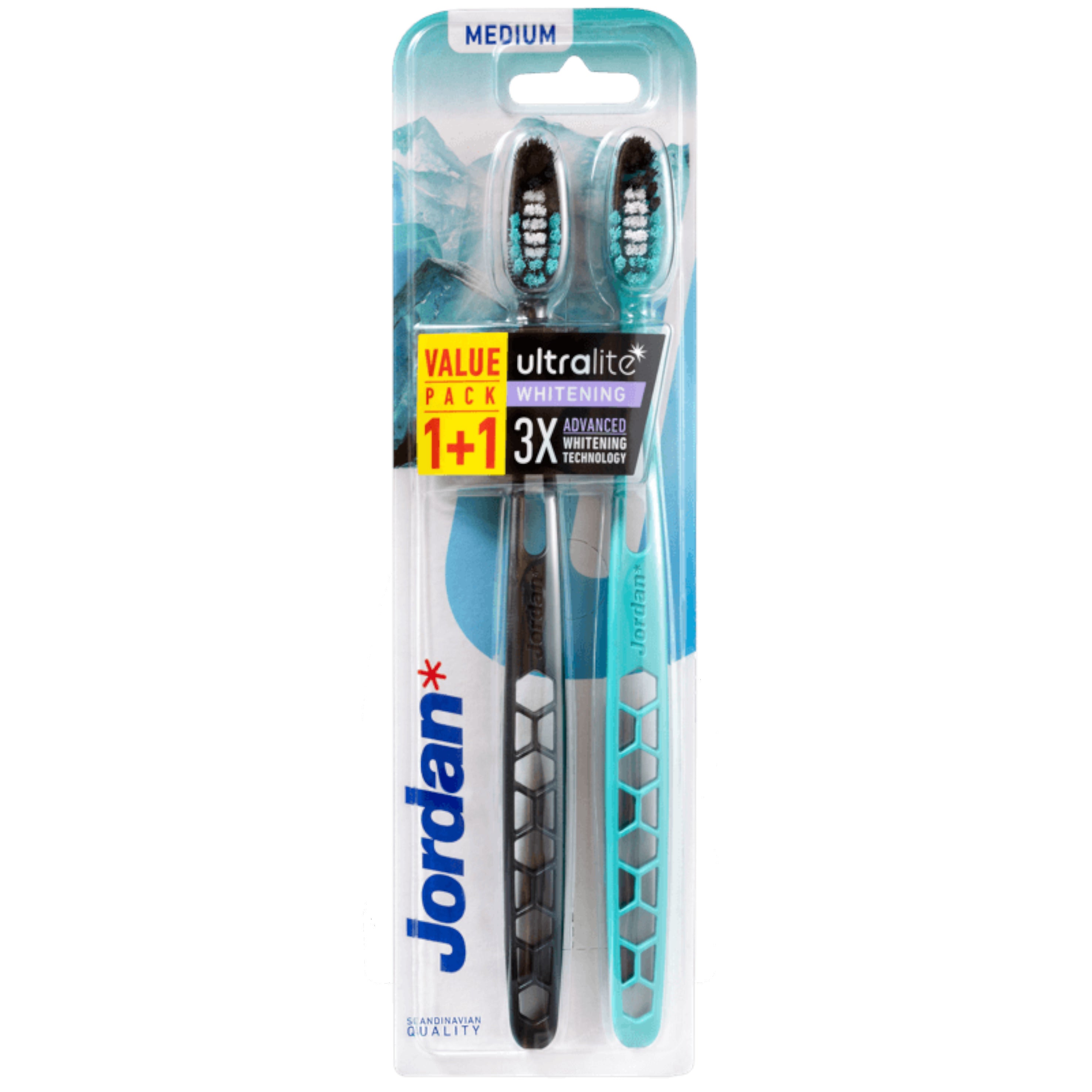 Escova de Dentes Jordan Ultralite Whitening Medium Adulto Pack 2