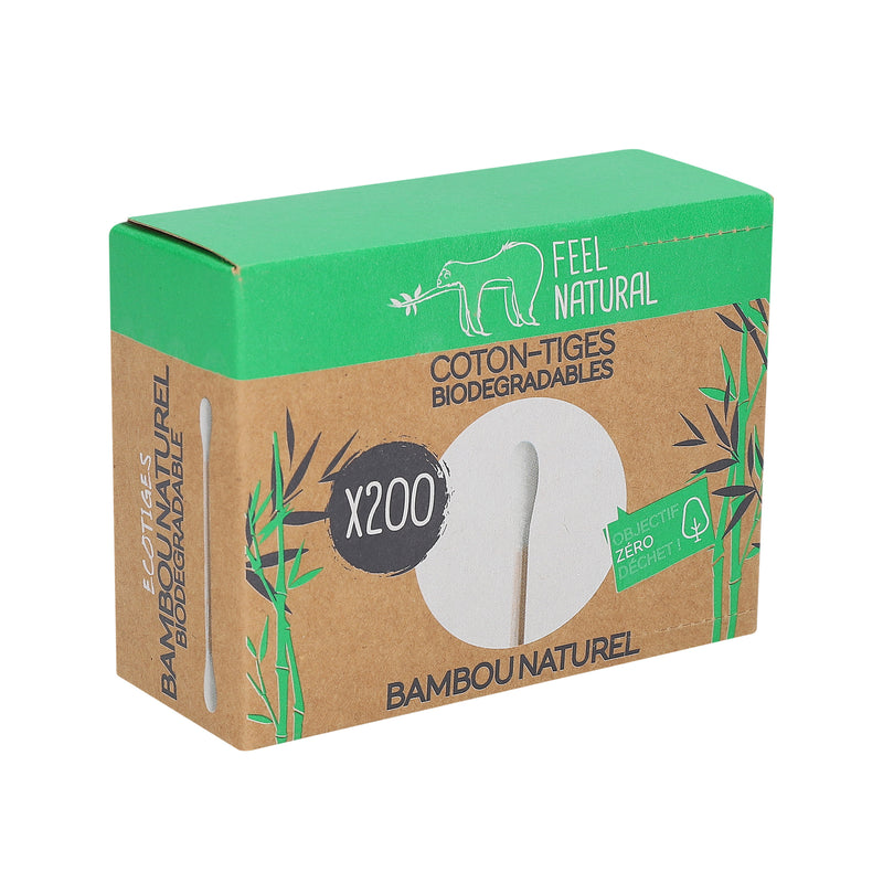 Cotonetes de Bambu Feel Natural Biodegradáveis 200un